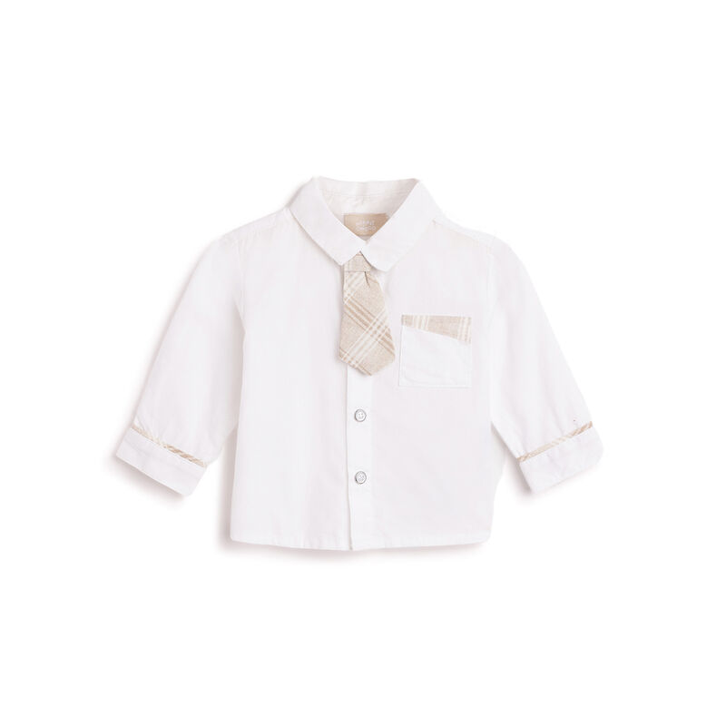 Boys White Solid Long Sleeve Shirt image number 0